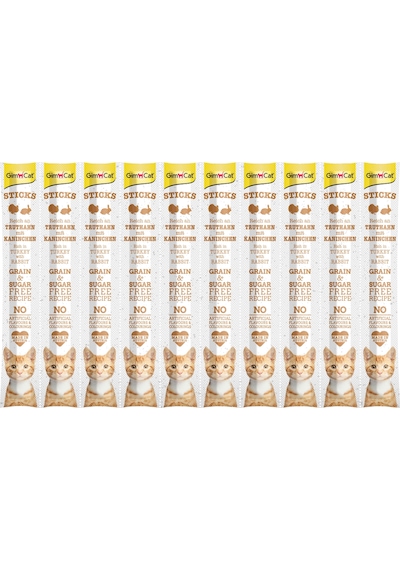Gimcat Sticks Tahılsız Hindi ve Tavşanlı Ödül Çubuğu 10'lu