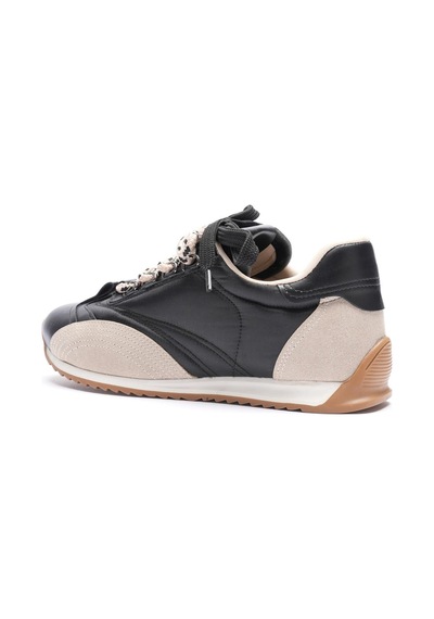 Mubiano Kadın Deri Sneaker Paraşüt Detaylı Siyah-bej Lurea Siyah/bej