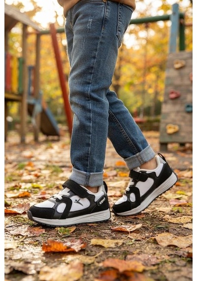 Fort Abel Cool Anatomik Rahat Sneaker Erkek Çocuk Ayakkabı SİYAH-BEYAZ