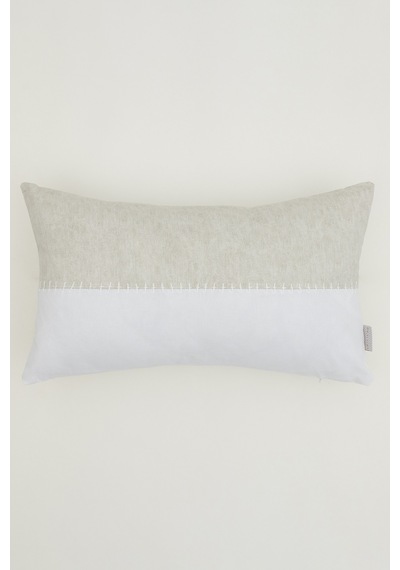 Pure Beyaz Krem Dekoratif Boncuk Elyaf İç Dolgulu Kırlent 30x50 4840 Beyaz