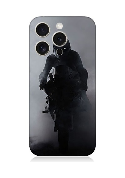 Apple Uyumlu iPhone 15 Pro Max Motosiklet Sürücüsü Desenli Silikon Kılıf Silikon