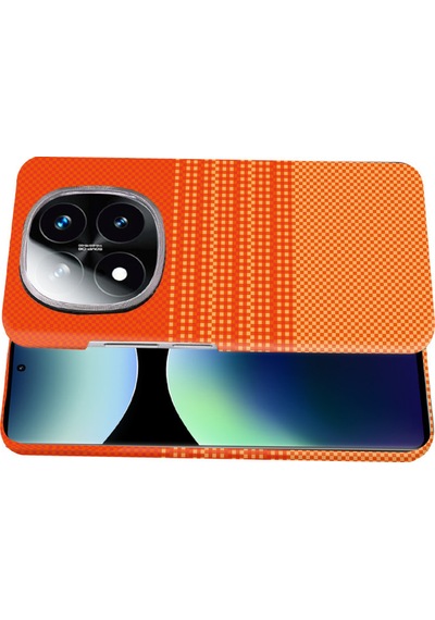Xiaomi Redmi Note 15 Pro 4g Uyumlu Kılıf Kevlar Desenli M-safe Özellikli Telefon Kılıfı Kapak Turuncu