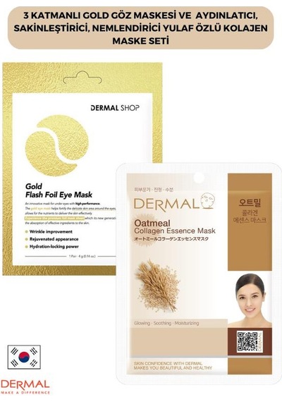 Dermal 3 Katmanlı Gold Göz Maskesi + Yulaf Özlü Kolajen Maskesi 23 G
