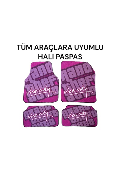 Lüx Oto Halı Paspas Desenli Yıkanabilir Unıversal Her Araca Uyumlu Gta Pembe