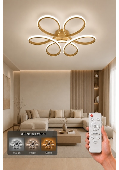 Niva Led Plafonyer Avize 3 Renk Kumandalı Eskitme
