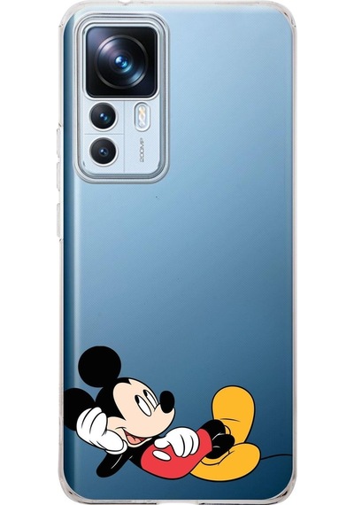 Xiaomi Mi 12t Pro Kamera Korumalı Kapak Mickey Mouse Tasarımlı Şeffaf Kılıf Şeffaf