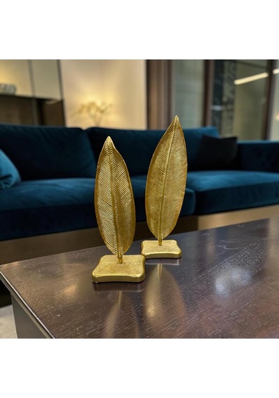 Sleep Nova Golden Leaf Yaprak Tasarımlı İkili Dekoratif Obje Seti