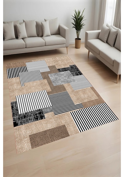 Eliana Home Dijital Baskı Yıkanabilir Kaymaz Taban Salon Halısı Ve Yolluk Rv135-fnl440 Kahverengi