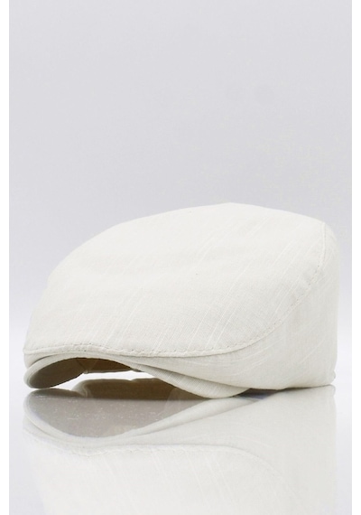 Külah Erkek Düz Pamuklu Açık Bej Flat Cap Kasket-Açık Bej-Standart