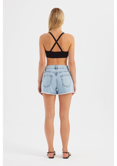 Hiccup Sweetheart Yaka Dantel Askılı Sütyen Koyu Mavi Denim