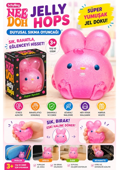 Schylling Needoh Jelly Hops Sıkılabilir Squishy Oyuncak Pembe