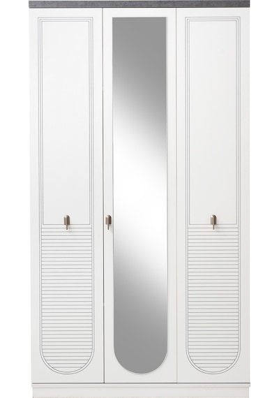 İrem 3 Kapaklı Çekmeceli Gardrop 120x60x215cm Beyaz - Gri