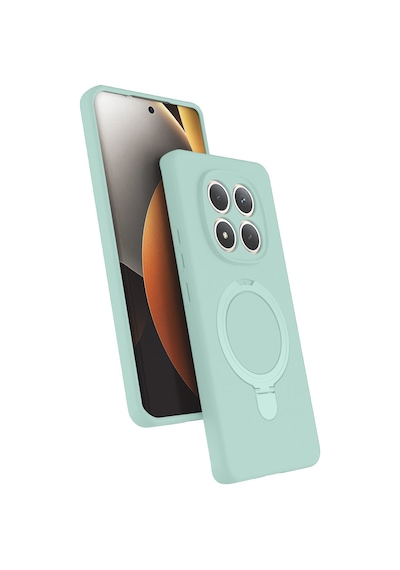 Xiaomi Redmi Note 15 Pro 4g Uyumlu Kılıf Halka Standlı M-safe Telefon Kılıfı Kapak Su Yeşili