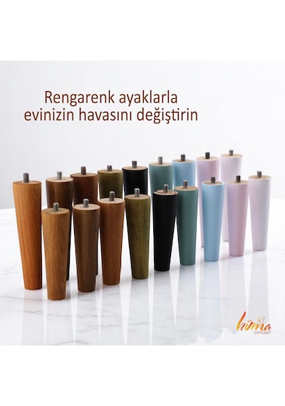8 Adet Ahşap Ayak 12 Cm Siyah M8 Civatalı Bağlantı Aparatlı Dolap Mobilya Koltuk Kanepe Destek Ayağı Ayakları Siyah
