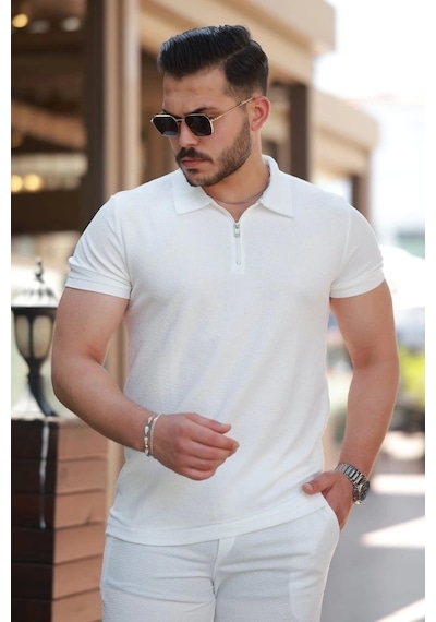 Defymoda Erkek Şort Tişört Alt Üst Takım Beyaz