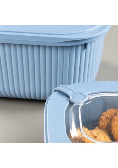 Vakumlu Silikon Kapaklı Plastik Saklama Kabı Seti, 3.5 Litre, Mikrodalga Ve Derin Dondurucu İçin Sefer Tası, Gıda Depolama Kutusu, Bpa İçermez 600/1100/1800 Ml Mavi, Dikdörtgen