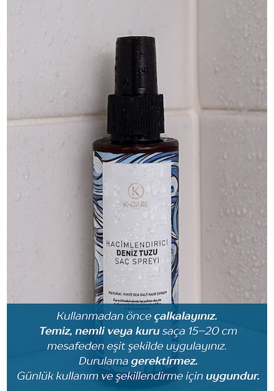 K K-care Cosmetics Doğal Dalga Sağlayan ve Hacim Veren Deniz Tuzu Saç Spreyi 150 ML﻿﻿
