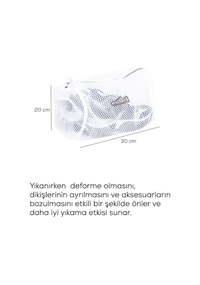 Porsima 3128 Çamaşır Yıkama Filesi Fermuarlı Bölmeli Ayakkabı Yıkama Filesi Deforme Önleyici Torba File Beyaz