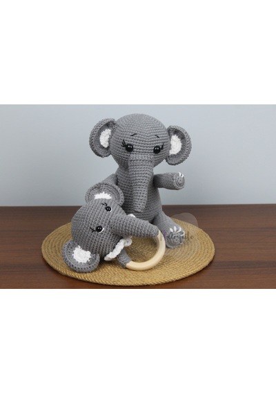 Aley Life Amigurumi Organik Sevimli Fil Bebek Ve Çıngırak Diş Kaş