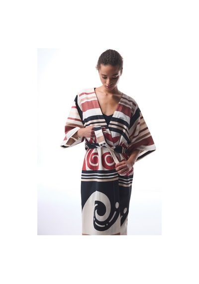 Penti Etnik Desenli Shay Uzun Kimono Çok Renkli