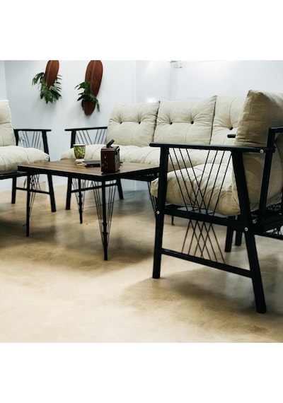 Lüx Bahçe Balkon Mobilyası , Koltuk Takımı , Cafe 3-1-1 Sehba Takımı Krem