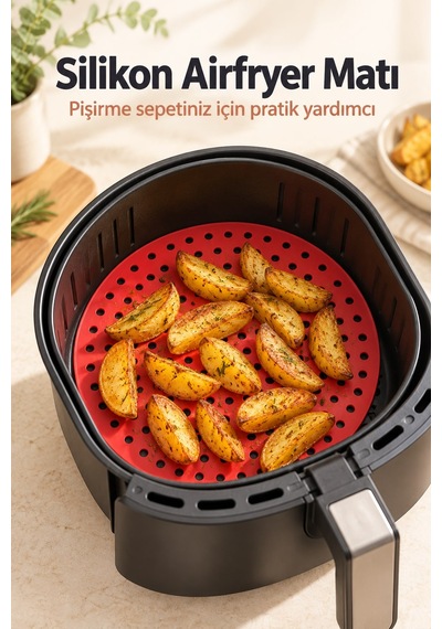 Silikon Airfryer Pişirme Matı 23 Cm Delikli Yıkanabilir Isıya Dayanıklı Karışık