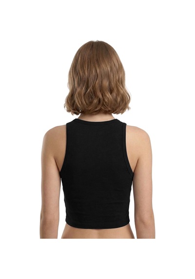 Cottonhıll Siyah Viskon Bisiklet Yaka Kolsuz Kadın Crop Atlet