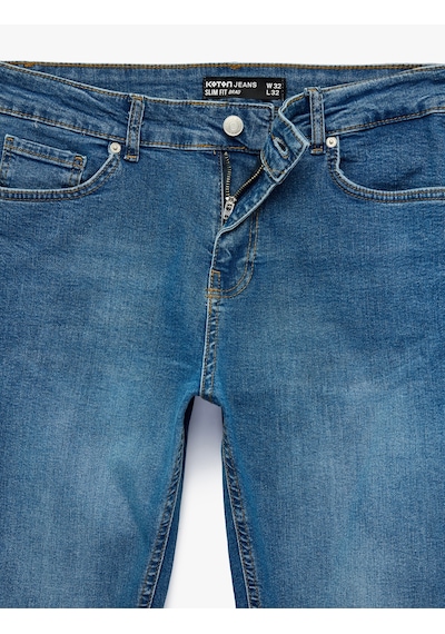 Koton Normal Bel Slim Fit Jean Pantolon - Brad Jean Orta İndigo 6sam40215nd