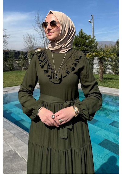 Rabia Şamlı Jale Elbise Haki Normal