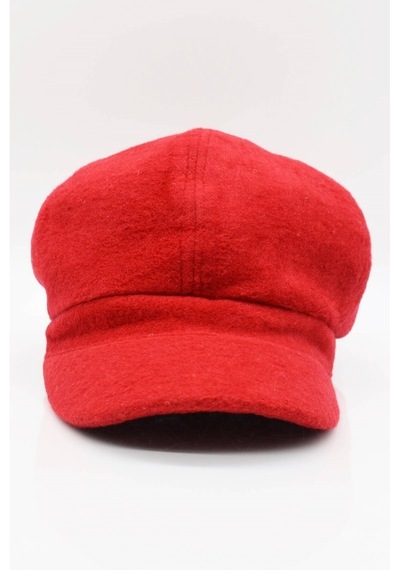 Külah Kırmızı Bayan Şapka Kadın Kasket Yün Flat Cap Kırmızı-Standart