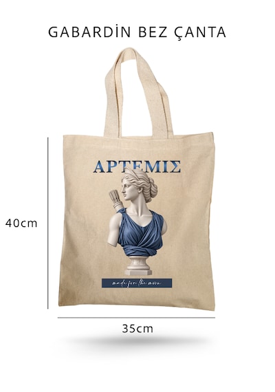 Lunora Collection Artemis Made For The Moon Baskılı Gabardin Bez Çanta Açık Krem