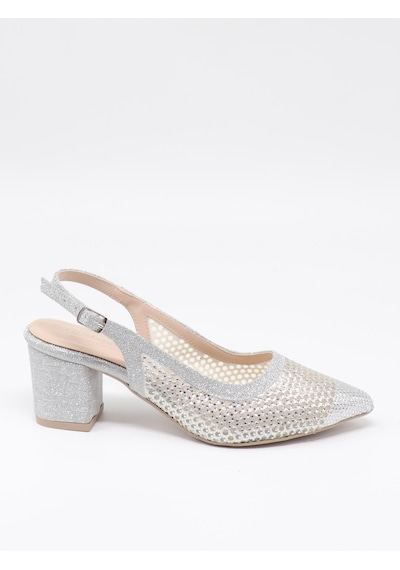 Nesilshoes Nesil Shoes Özma 4045 Gümüş Topuklu A. Açık Kadın Ayakkabı GÜMÜŞ