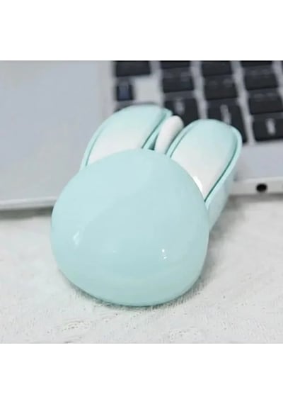 Tavşan Figürlü Kablosuz Mouse Pil Dahil Etiket li Mavi