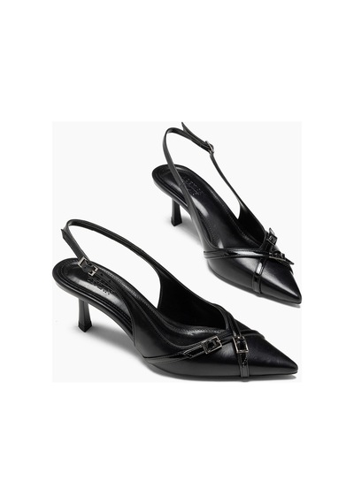 Ewa Siyah Cilt Sivri Burunlu Stiletto Kadın Ayakkabı