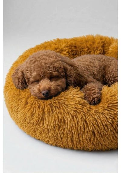United Colors Of Benetton Bntmkt-0012-or Uzun Kürklü Donut Kedi&köpek Yatağı Turuncu 55 Cm