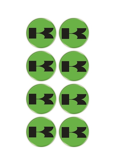 Kawasaki 8'Li Koruma Takozu 3D Sticker Etiket Yeşil Siyah