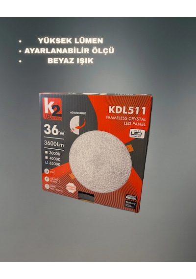 K2 Kdl511 Ayarlanabilir Kristal Sıva Altı Led Panel 36w Beyaz Işık Beyaz