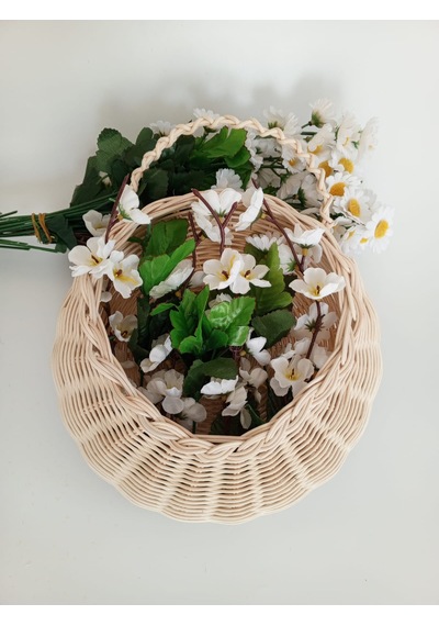 Bambu Dekoratif Duvar Sepeti Papatya Arajmanlı