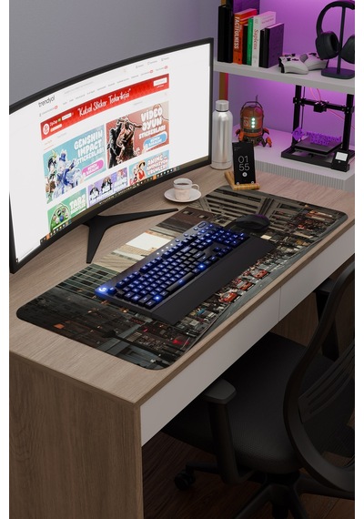 New York Sokakları Amerika 2 V3 90x40 Xxl Gaming Kauçuk Kaymaz Taban Mouse Pad Fare Altlığı