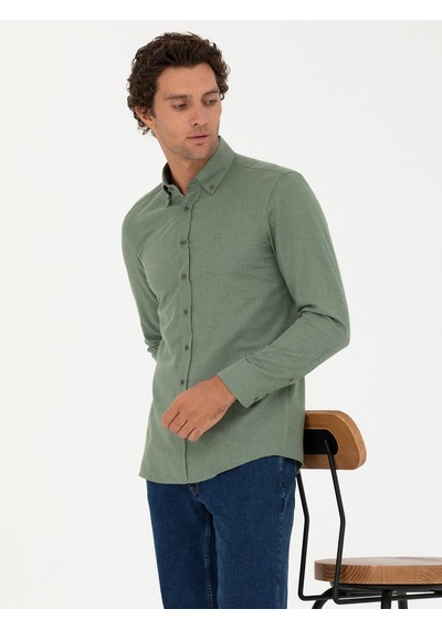 Cacharel Açık Yeşil Slim Fit Uzun Kollu Gömlek Acık Yesıl