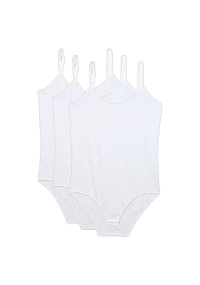 Jenerik 3 Adet İp Askılı Kadın Çıtçıtlı Body Beyaz