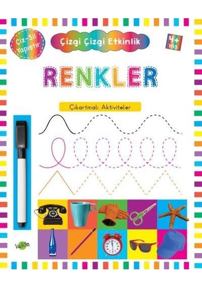 Renkler Çıkartmalı Aktiviteler 4 Yaş Çizgi Çizgi Etkinlik- Kukla