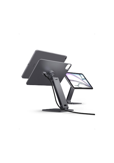 İpad Pro 11" 2025-2024 Magfit Manyetik Kablosuz Şarj Standı / 360 Dönebilen Ayarlanabilir Alüminyum Tablet Standı Kablo Dahil Değildir Gray - Amp09838