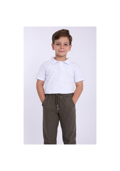Blayn Jeans Çocuk Beli Lastikli Kışlık Erkek Ve Kız Unisex Pantolon Haki