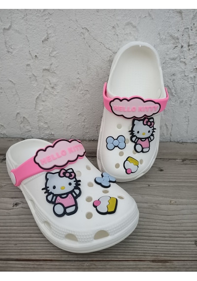 Huzurlu Adımlar Hello Kity Beyaz Çocuk Crocs