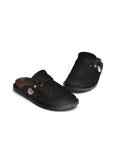 Fox Shoes Z250525202 Siyah Süet Önü Kapalı Kadın Terlik