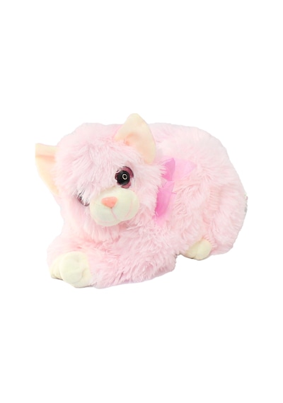 Miyavlayan Sesli Kedi Peluş Oyuncak 25 cm Pembe