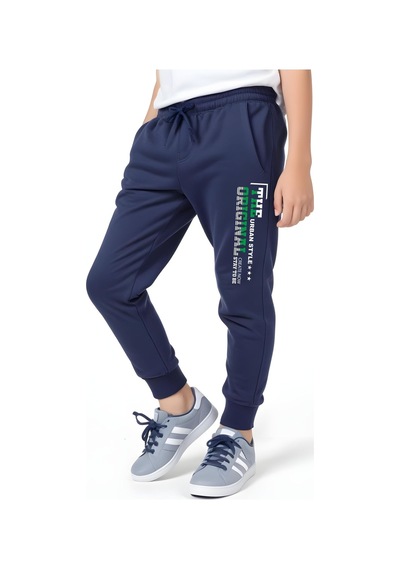 Panios Kids Urban Style Baskılı Beli Lastik Detaylı Jogger Eşofman Altı Lacivert