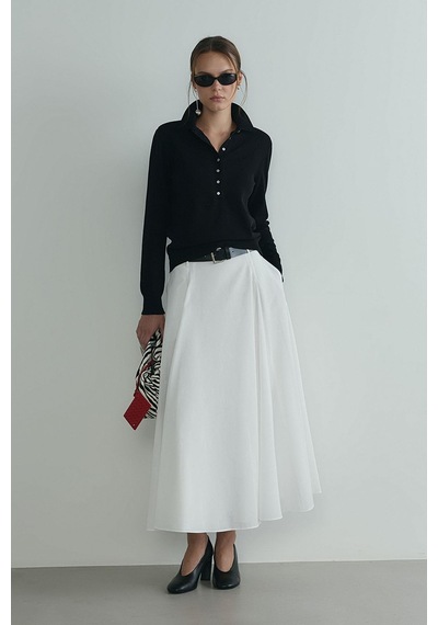 Suud Collection Siyah Carter Polo Yaka Triko Kazak