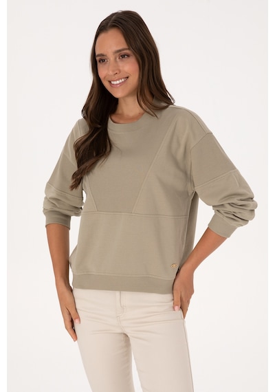 U.S. Polo Assn. Kadın Açık Haki Pamuklu Bisiklet Yaka Sweatshirt 50314170-VR183